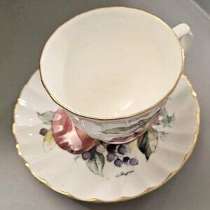 Royal Victorian Bone China Made in England Apples and Berries Cup and Saucer